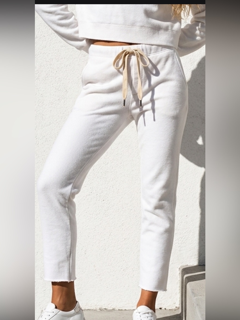 Free People Cream White Cozy Track Joggers